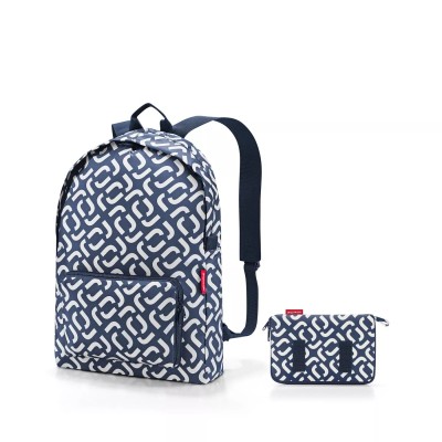 foldable backpack Mini Maxi Rucksack signature navy, Reisenthel