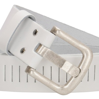 opasek Midland 3.8 x 95 cm, WHITE, kůže, Hide&Stitches