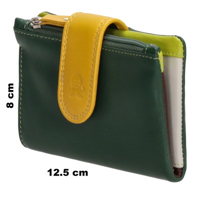 Happy Wallet 8x12.5cm SUNFLOWER (green / yellow), leather wallet