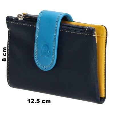 Happy Wallet 8x12.5cm BEACH (blue / yellow), skórzany portfel