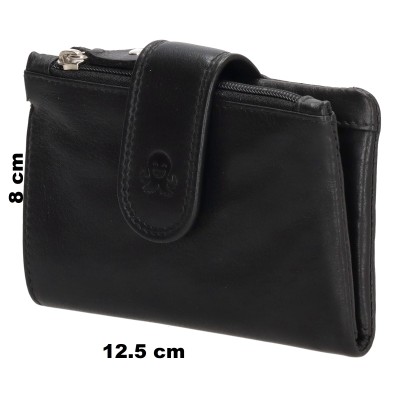 Happy Wallet 8x12.5cm BLACK, kožená peněženka
