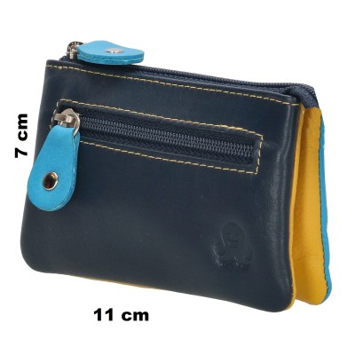 Happy Wallet BEACH (blue / yellow), kožená klíčenka