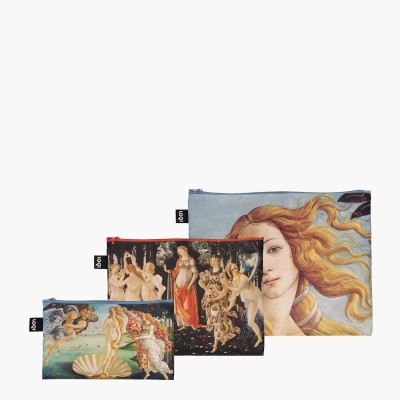 3 taštičky Sandro Botticelli: Birth of Venus, Primavera, Portrait of Venus LOQI Recycled Zip Pockets