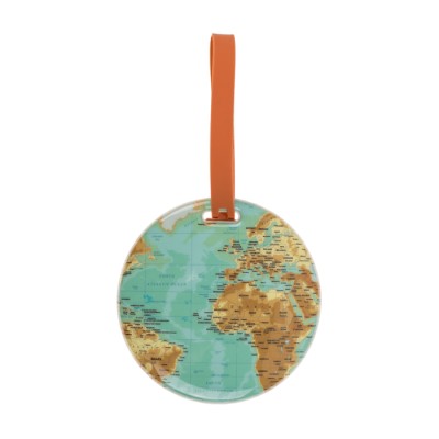 luggage tag WORLD MAP, round