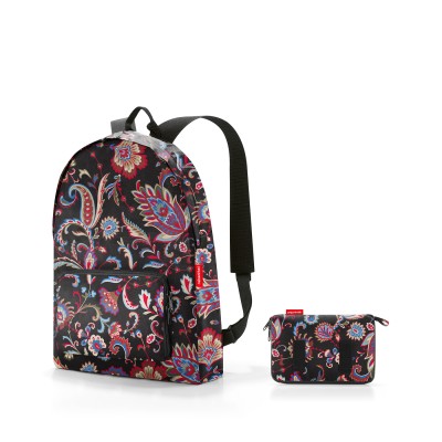 Reisenthel Mini Maxi Rucksack Paisley Black, foldable backpack