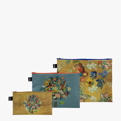 3 taštičky V. van Gogh: VGM 50th Anniversary Bouquet - LOQI Zip Pockets