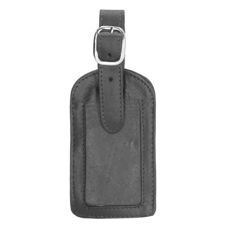 Luggage Tag, leather, BLACK, zavazadla.biz