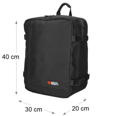 AMSTERDAM 40x30x20 cm, BLACK, kabinový batoh Enrico Benetti