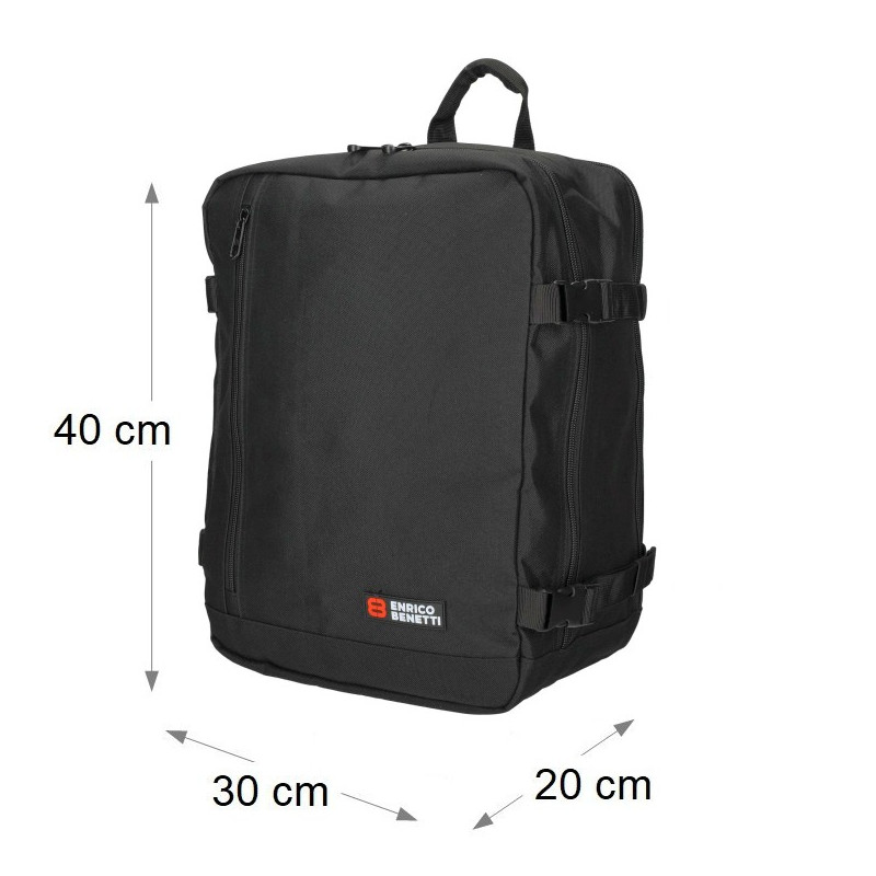 AMSTERDAM 40x30x20 cm, BLACK, kabinový batoh Enrico Benetti