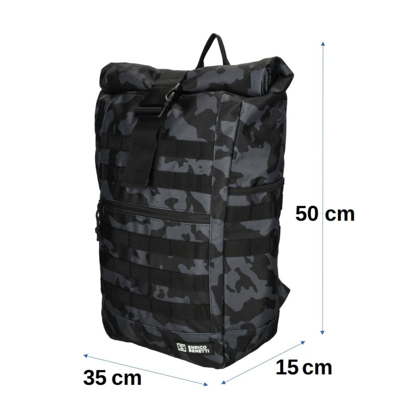 ARIZONA 50x35x15cm, 17", Camouflage Black, batoh Enrico Benetti