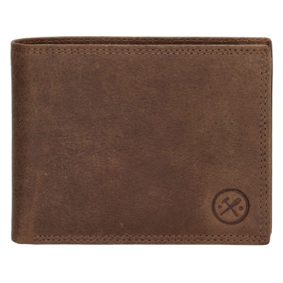 Hide & Stitches 12x8cm, hnědá, kožená peněženka pánská