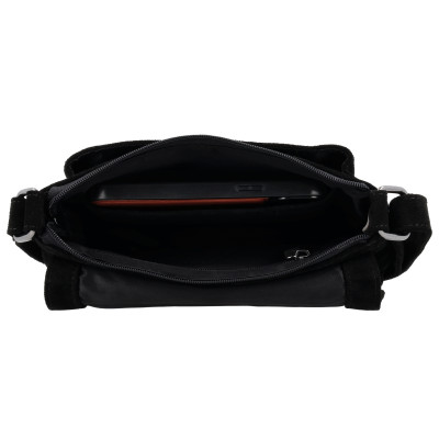 BRAZOS 25x16x6cm, black, kožená kabelka Hide&Stitches