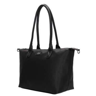 BUCKINGHAM shopper 42x25x15 cm, black, polyuretan, kabelka Charm London