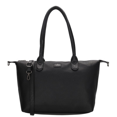 BUCKINGHAM shopper 42x25x15 cm, black, polyuretan, kabelka Charm London