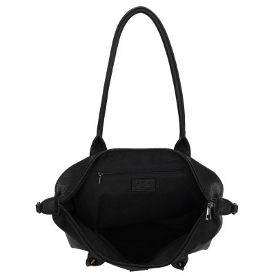 BUCKINGHAM shopper 42x25x15 cm, black, polyuretan, kabelka Charm London