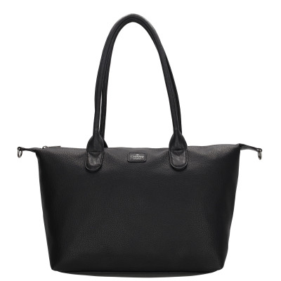 BUCKINGHAM shopper 42x25x15 cm, black, polyuretan, kabelka Charm London