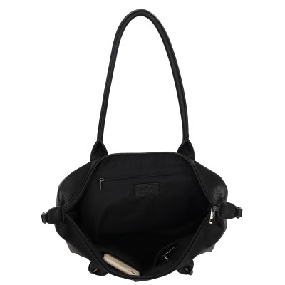 BUCKINGHAM shopper 42x25x15 cm, black, polyuretan, kabelka Charm London