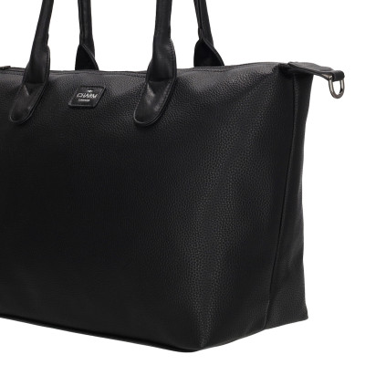 BUCKINGHAM shopper 42x25x15 cm, black, polyuretan, kabelka Charm London