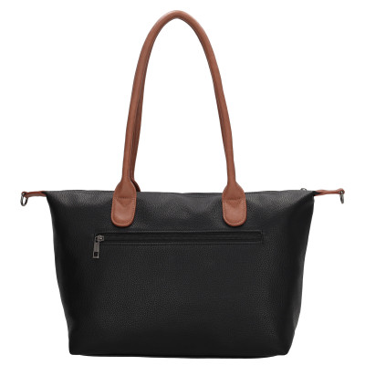 BUCKINGHAM shopper 42x25x15 cm, black cognac, kabelka Charm London, polyuretan