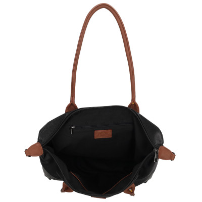 BUCKINGHAM shopper 42x25x15 cm, black cognac, kabelka Charm London, polyuretan