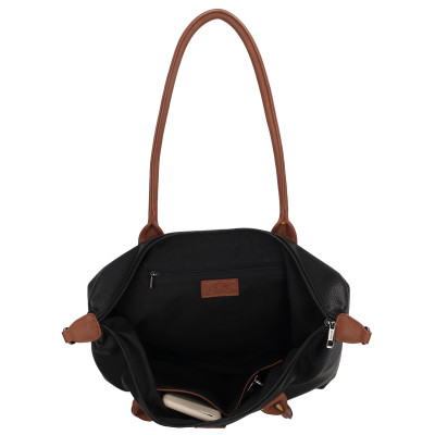 BUCKINGHAM shopper 42x25x15 cm, black cognac, kabelka Charm London, polyuretan
