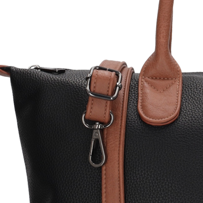 BUCKINGHAM shopper 42x25x15 cm, black cognac, kabelka Charm London, polyuretan