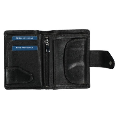 Old River 13x10cm, RFID, black, kožená peněženka