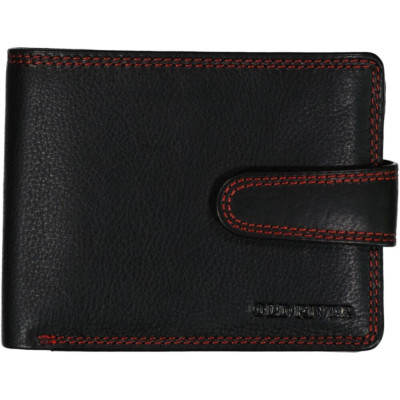 Old River 13x10cm, RFID, black-red, kožená peněženka