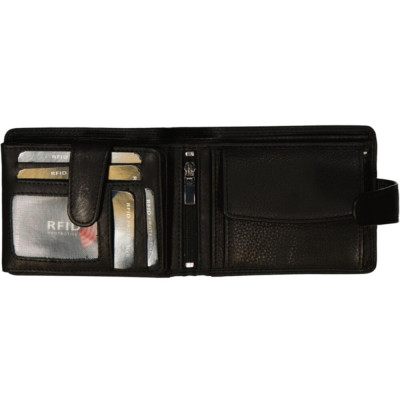 Old River 13x10cm, RFID, black, kožená peněženka