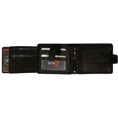 Old River 13x10cm, RFID, black, kožená peněženka