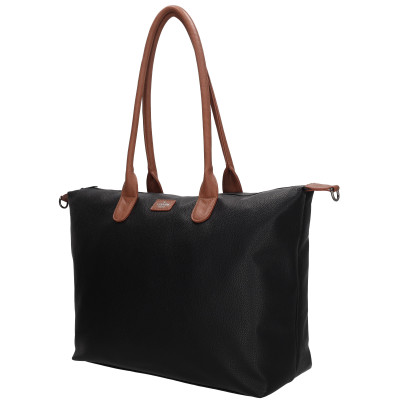 Charm London kabelka BUCKINGHAM business 51x33x14 cm, BLACK - COGNAC PU