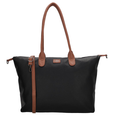 Charm London kabelka BUCKINGHAM business 51x33x14 cm, BLACK - COGNAC PU