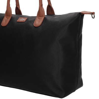 Charm London kabelka BUCKINGHAM business 51x33x14 cm, BLACK - COGNAC PU