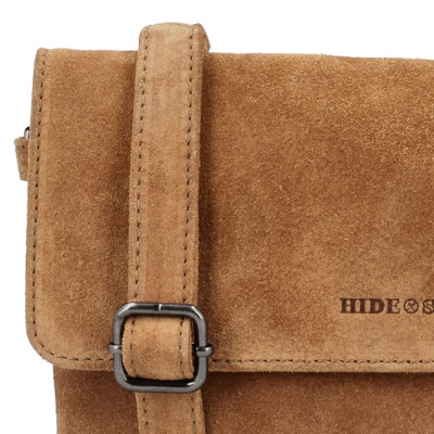 BRAZOS 25x17x4cm, CAMEL, malá kožená kabelka Hide&Stitches