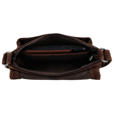 BRAZOS 25x16x6cm, DARK BROWN, kožená kabelka Hide&Stitches