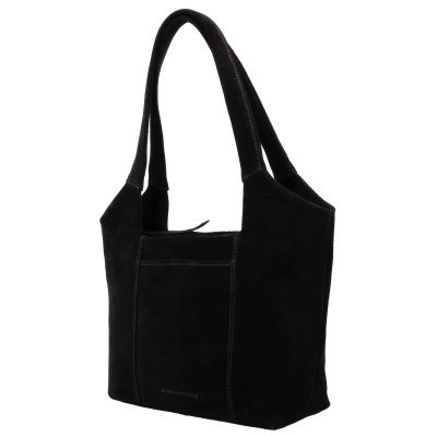 BRAZOS 36x24x10cm, BLACK, kožená kabelka Hide&Stitches