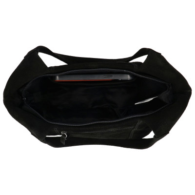 BRAZOS 36x24x10cm, BLACK, kožená kabelka Hide&Stitches