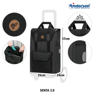 Royal Shopper SENTA 2.0 BLACK, nákupní taška na kolečkách Andersen Shopper