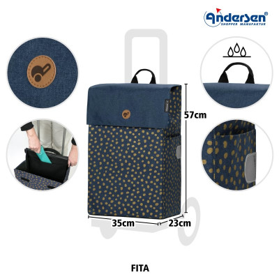 Scala Shopper Plus FITA BLUE, nákupní taška na kolečkách Andersen Shopper