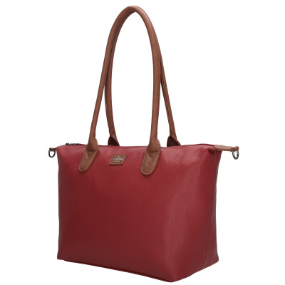 BUCKINGHAM shopper 42x25x15 cm, Wine Red, kabelka Charm London, polyuretan