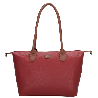 BUCKINGHAM shopper 42x25x15 cm, Wine Red, kabelka Charm London, polyuretan