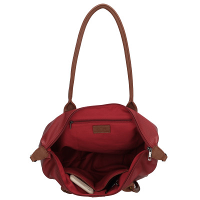 BUCKINGHAM shopper 42x25x15 cm, Wine Red, kabelka Charm London, polyuretan