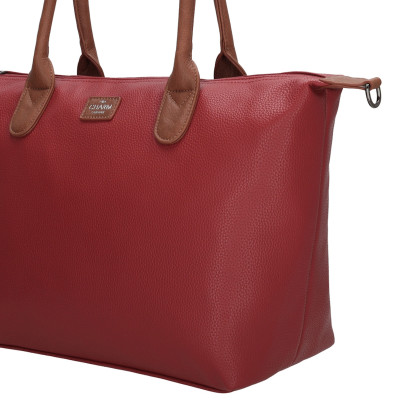 BUCKINGHAM shopper 42x25x15 cm, Wine Red, kabelka Charm London, polyuretan