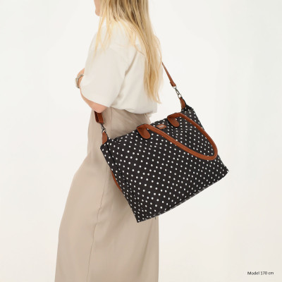 BUCKINGHAM bussines 51x33x14 cm, Dots White-Black, kabelka Charm London