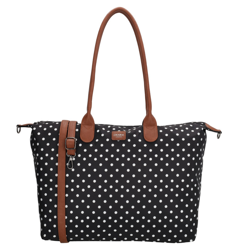 BUCKINGHAM bussines 51x33x14 cm, Dots White-Black, kabelka Charm London