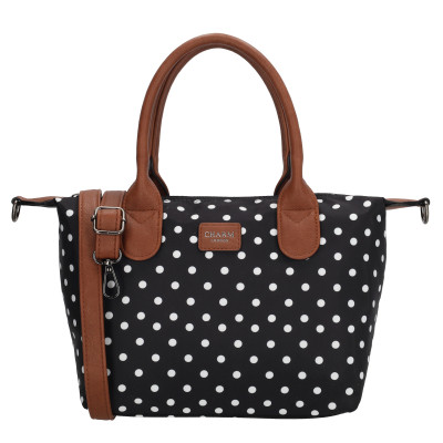 BUCKINGHAM kabelka 30x20x11 cm, Dots White-Black, kabelka Charm London