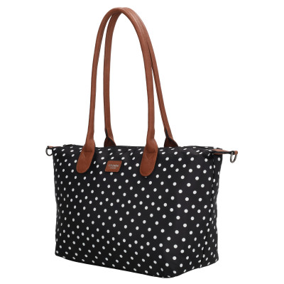 BUCKINGHAM shopper 42x25x15 cm, Dots White-Black, kabelka Charm London