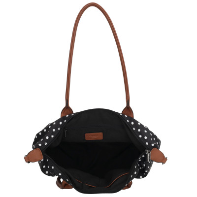 BUCKINGHAM shopper 42x25x15 cm, Dots White-Black, kabelka Charm London