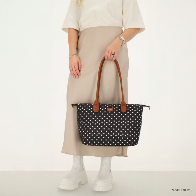 BUCKINGHAM shopper 42x25x15 cm, Dots White-Black, kabelka Charm London