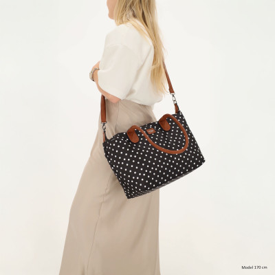 BUCKINGHAM shopper 42x25x15 cm, Dots White-Black, kabelka Charm London